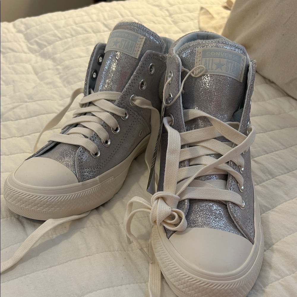 Converse Women's Silver Glitter High-Tops